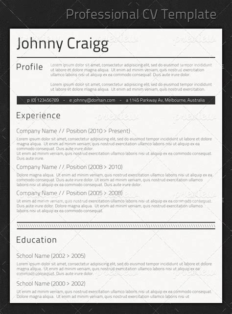 professional cv template prints codegrape