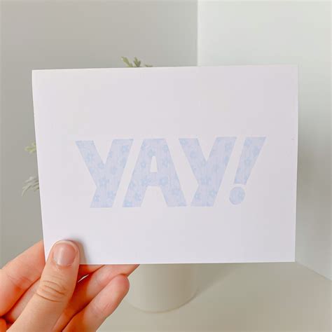 Blue Yay Congratulations Card Pastel Greeting Card Floral Lettering