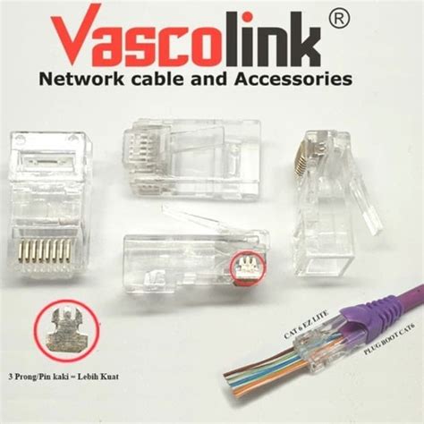 Jual Konektor RJ45 Vascolink UTP Cat6 Gold EZ LITE Anti Gagal Cat6 50