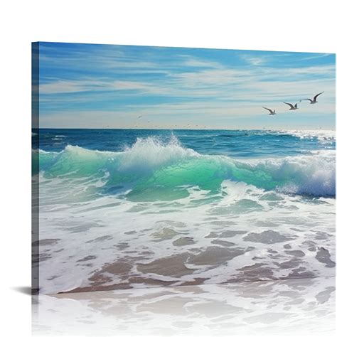 COMIO Ocean Waves Canvas Wall Art For Living Room Wall Decor Summer