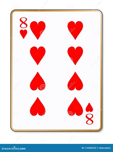 Eight Hearts Isolated Playing Card Stock Vector Illustration Of