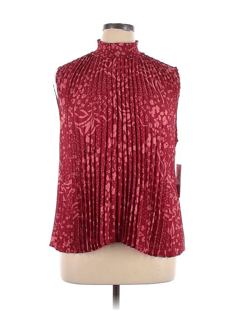 NANETTE Nanette Lepore 100 Polyester Red Sleeveless Blouse Size XL