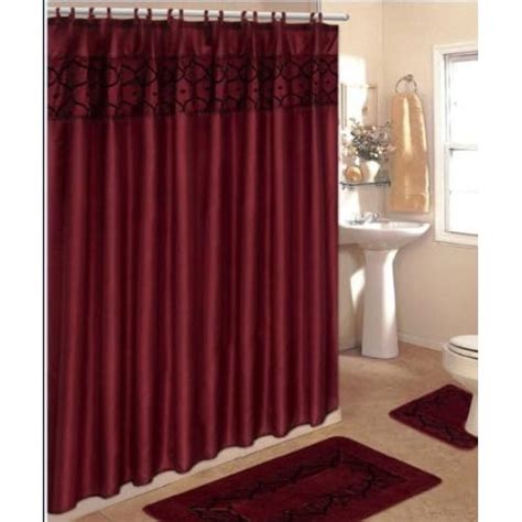 Burgundy Shower Curtain Sets 15pc Burgundy Design Bathroom Contour