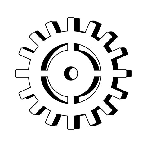 Symbole De Machines D Engrenage Dessin Anim Isol En Noir Et Blanc