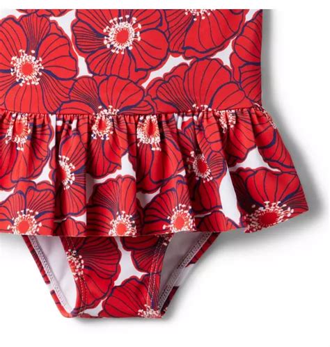 Girl Moto Red Poppy Recycled Poppy Peplum Swimsuit By Janie And Jack