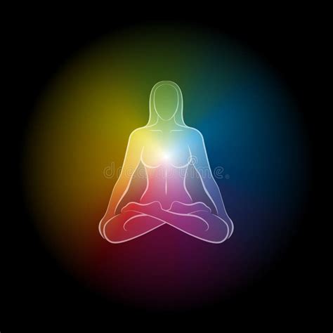 Chakra Meditation On Matrix Energy Field Stock Illustration