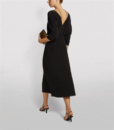 Victoria Beckham Black Silk Crossover Neck Midi Dress Harrods Uk