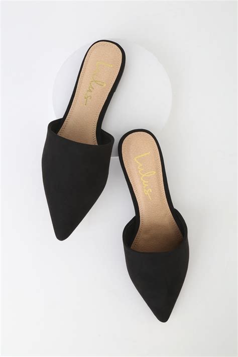 Chic Black Suede Slides Pointed Toe Slides Pointed Toe Mules Lulus