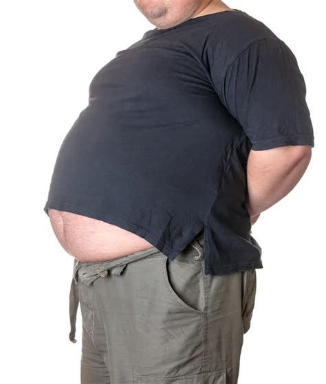 Naked Overweight Man With Big Belly Side View Stock Photo By Discovod