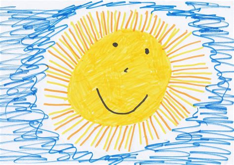 sun children drawing image  photo  pixabay