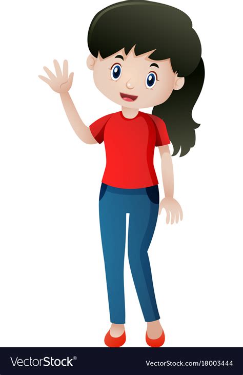 Woman Waving Hand Hello Royalty Free Vector Image