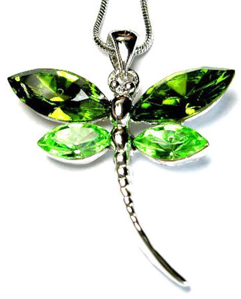 Swarovski Crystal Green Dragonfly Necklace Bridal Wedding Christmas Best Friend Memorial