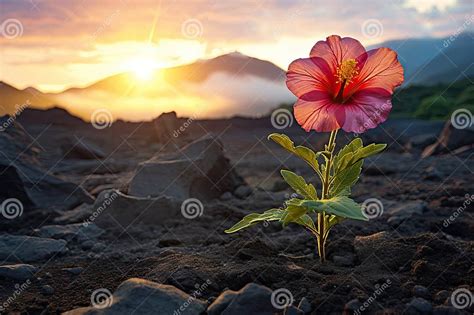 A Hibiscus Flower Growing In The Desert Stock Image Image Of Close