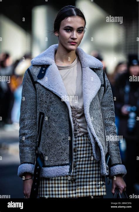 Milan Italy February 23 2020 Greta Varlese On The Street During The