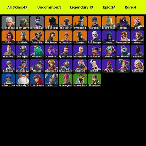 47 Skins Og Stw The Reaper Blue Team Leader Rogue Agent Elite