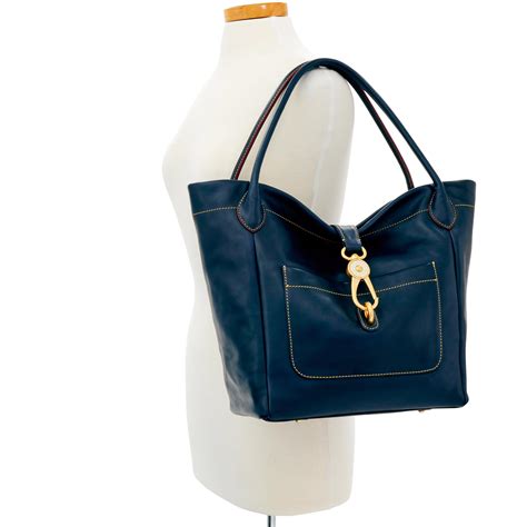 Dooney Bourke Leather Florentine Logo Lock Tote In Navy Blue Lyst