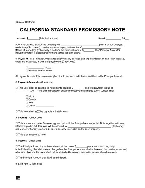 Free California Promissory Note Templates Pdf And Word