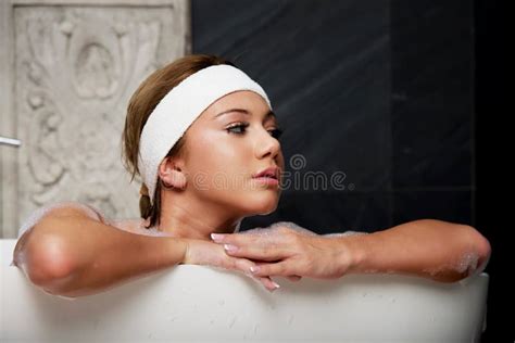 Bathing Woman Relaxing In Bath Stock Image Image Of Relaxation