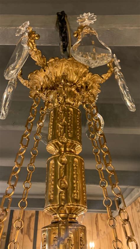 18th Century Varennes Chandelier With 6 Lights In Bronze And Crystal