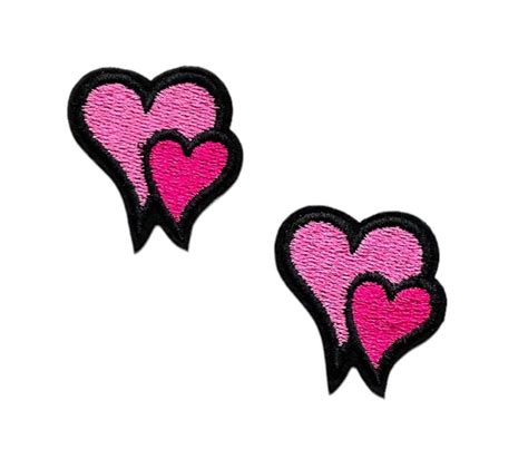heart patch set   iron  pink heart embroidery patch heart