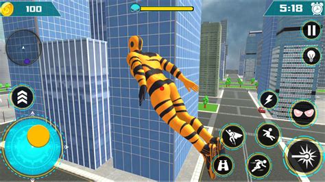 Real Robot Flying Rope Hero Open World Games Urban City Gangster Mafia