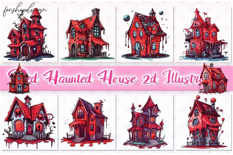 Red Haunted House 2d Illustration Graphic by FonShopDesign · Creative ...