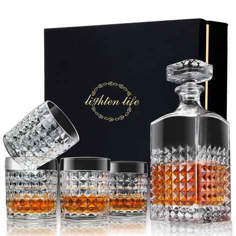 Lighten Life Whisky Decanter Sets Italian Style Decanter With 4 Glasses