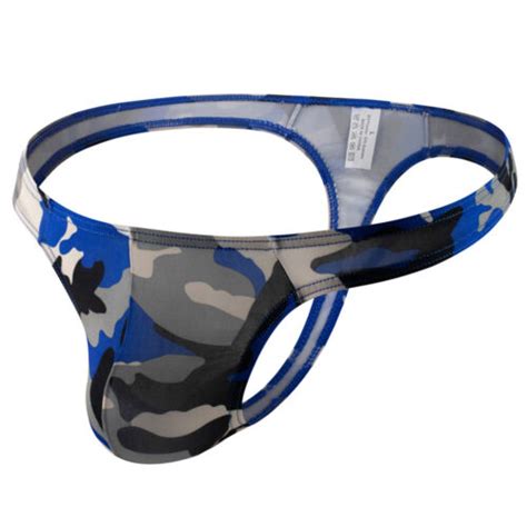 Mens Sexy Camouflage Briefs T Back Thong Low Rise Bikini Panties Print Underwear EBay