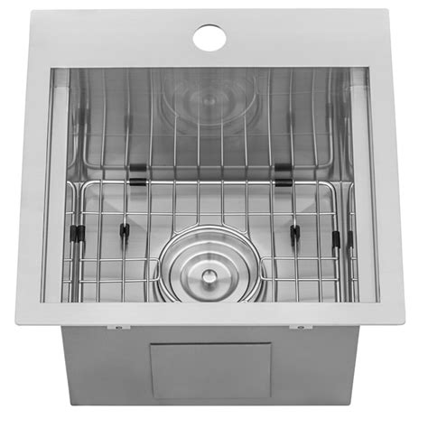 Ruvati Vino Drop In 15 In X 15 In Brushed Stainless Steel Single Bowl 1 Hole Workstation Kitchen