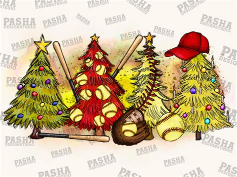 Christmas Trees Png Softball Christmas Trees Softball Png - Etsy