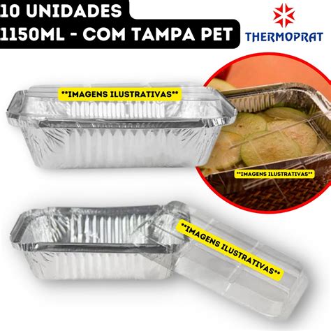 Bandeja Marmita Marmitex Alumínio Retangular Descartável Tampa Pet