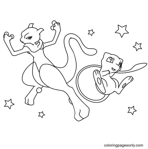 Pokemon Mew And Mewtwo Coloring Pages Sketch Coloring Page The Best