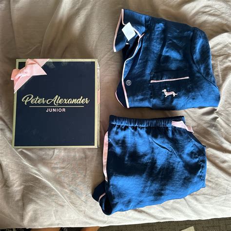 Peter Alexander Girls Navy Chic Satin Pj Set Only Depop