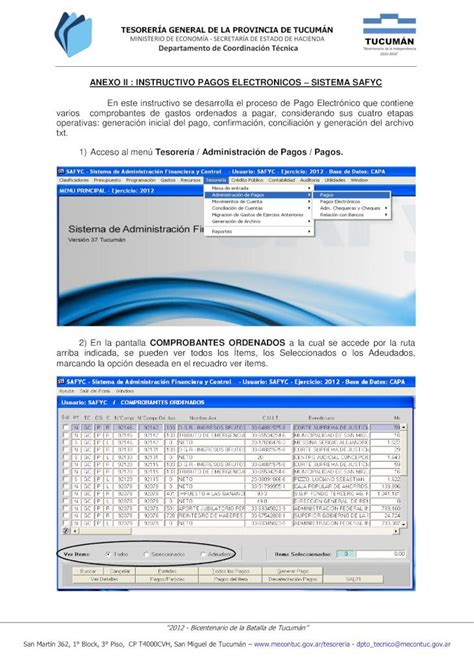 PDF ANEXO II INSTRUCTIVO PAGOS ELECTRONICOS SISTEMA SAFYCtesoreria