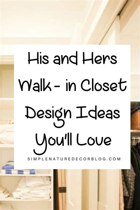 A Walk In Closet With Clothes On Shelves And The Words His And Hers