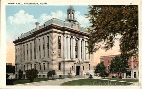 Town Hall Greenwich Ct Postcard