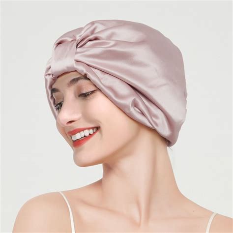 Double Layer Pure Silk Bonnet Sleep Cap Night Hat