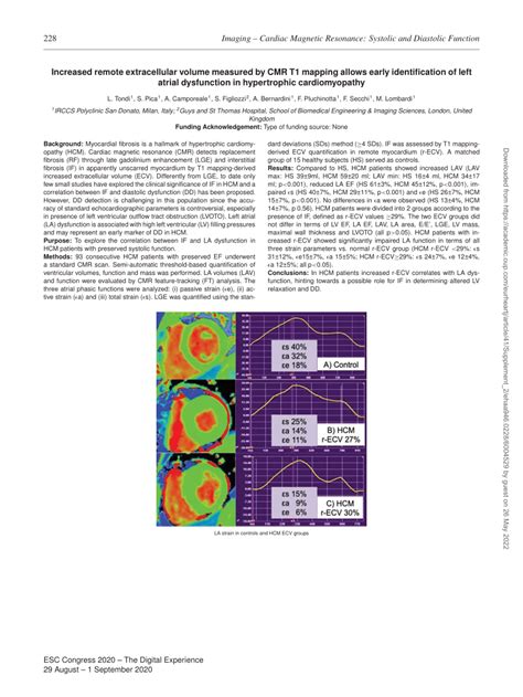 Pdf Increased Remote Extracellular Volume Measured By Cmr T Mapping