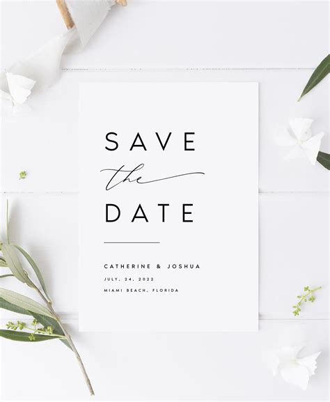 Minimalist Save The Date Template Modernist Save The Date Etsy