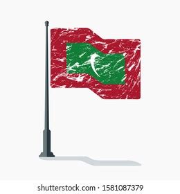 Maldives Flag Scratches Waving On Flagpole Stock Vector Royalty Free