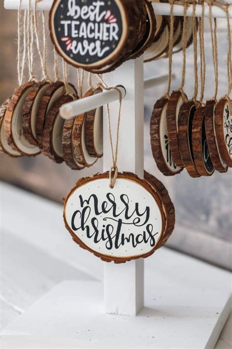 Wood Slice Ornaments With Festive Holiday Decals Artofit