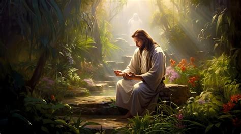 Premium Photo Jesus In Prayer A Peaceful And Serene Scene