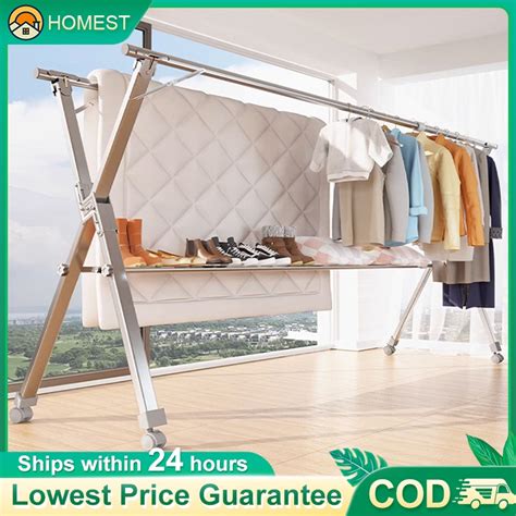 Foldable Extendableampaian Baju Stainless Steel Cm Double Pole