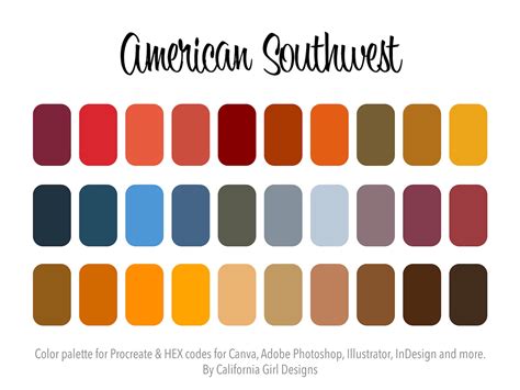 American Southwest Color Palette For Procreate And Hex Codes Etsy Artofit