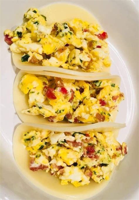 Mini Breakfast Tacos Recipe Scrambled Eggs With Real Bacon Pieces And