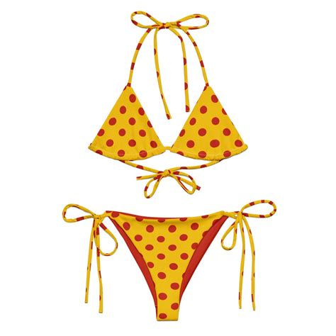 Yellow Polka Dots Bikini Printed Bikini S S Triangle Bikini Hot
