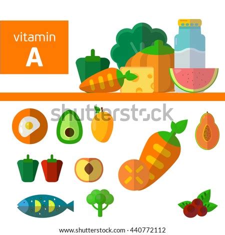 Vitamins Minerals Foods Illustrator Set Vector Stock Vector