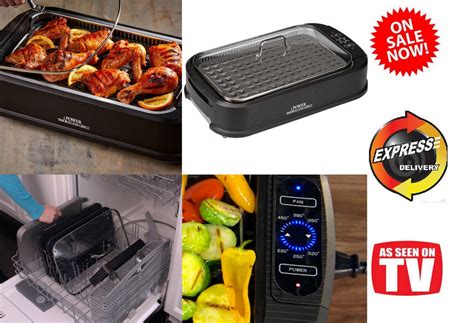 Smokeless Indoor Electric Grill And Griddle Plates Power Black Xl Non Stick Bbq Ebay