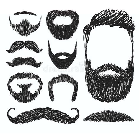 Hand Drawn Beard Set Stock Vector Illustration Of Black 37068504