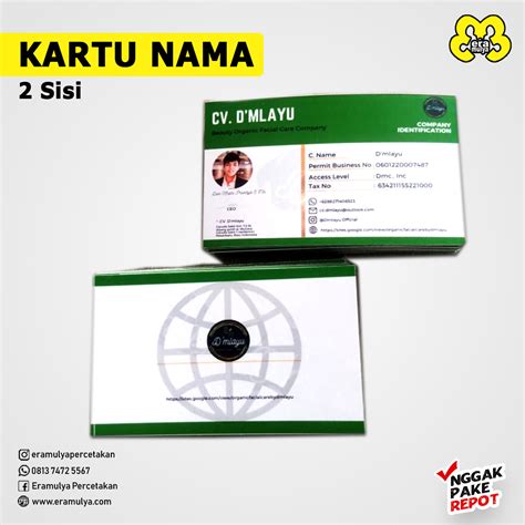 Kartu Nama 1 Kotak Timbal Balik Bahan Art Paper Eramulya Percetakan